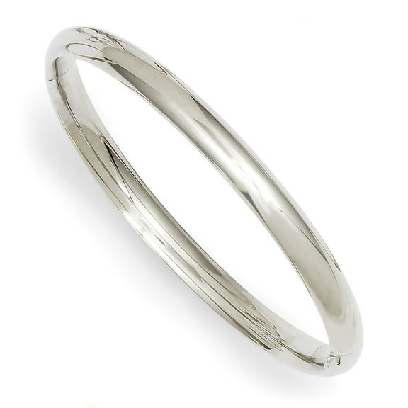 14K White Gold bracelet Bangle Concave 6 in 5 mm 3 16 Hinged Baby