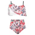 thumbnail image 4 of ibuvkizy Tankinis Swimsuits for Women Loose Modest Two Piece Bathing Suits Ladies Fashion Multicolor Retro Print Swimming Trunks Sling Women Split Swimsuit Bikini Sets for Women's Plus Size, 4 of 5