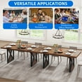thumbnail image 6 of Dextrus 70" Dining Table for 6-8 People, Large Rectangular Wood Kitchen Table Farmhouse Dinner Table with Metal Legs for Dining Room, Kitchen, Brown & Black, 6 of 10