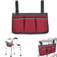 thumbnail image 2 of Wheelchair Armrest Side Bag, Waterproof Storage Pouches for Wheelchair, Mobility Scooter, Walker, Rollator Carry Accessories, Red, 2 of 7