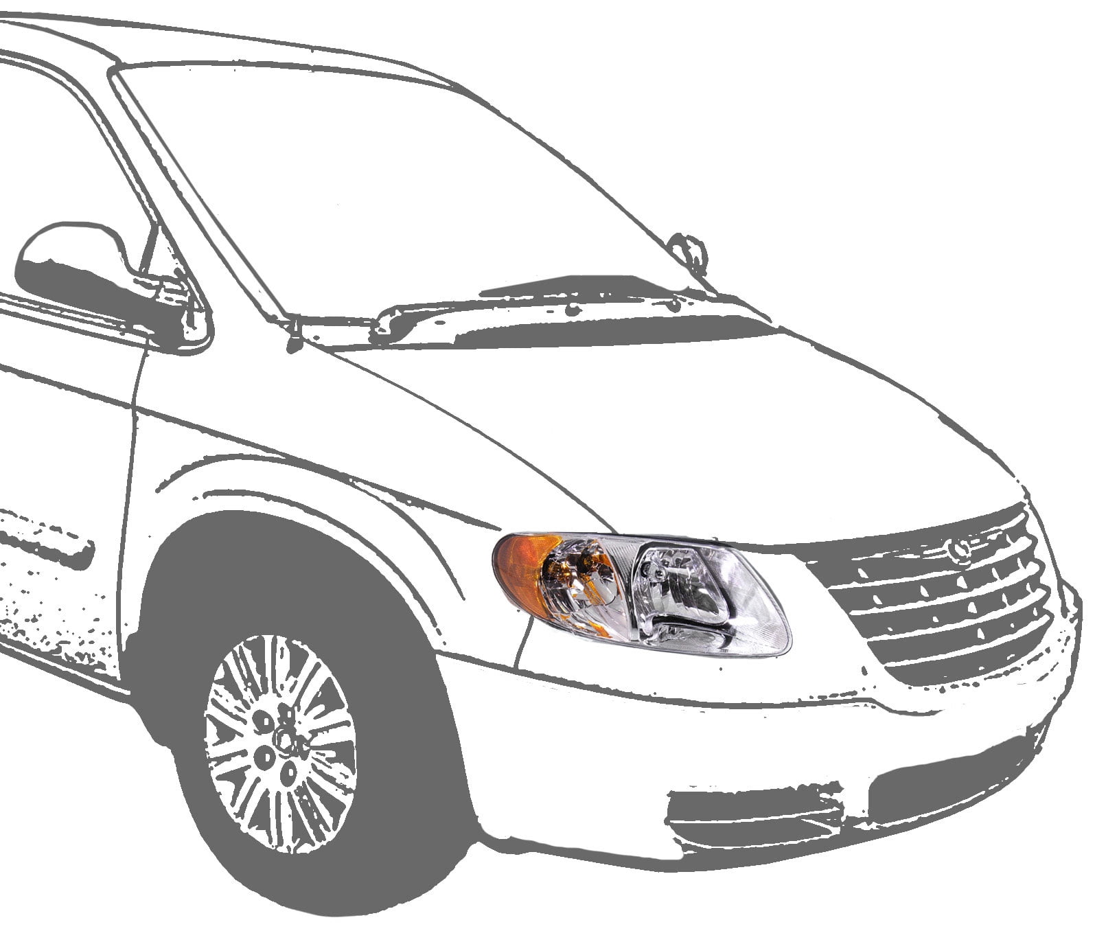Headlight Compatible With 2001-2007 Dodge Grand Caravan Chrysler Town and Country Right Passenger Halogen With bulb(s)