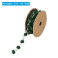 thumbnail image 2 of Unique Bargains 3Yard Pom Pom Wire Ribbon,  Mini Ball String Trim Ribbon with Gold Tinsel, Dark Green, 2 of 6