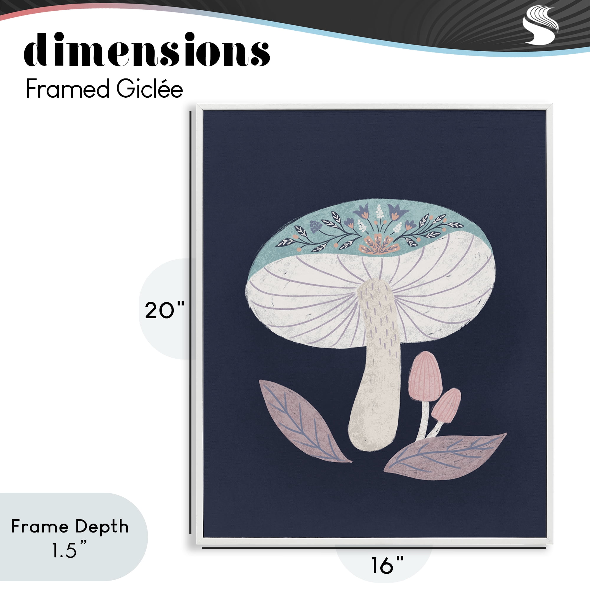 Stupell Industries Floral Cottage Mushroom White Framed Giclee Art, design by Metka Hiti