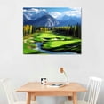 thumbnail image 2 of COMIO Golf Course Landscape Painting On Canvas Green Lake Green Hills Contemporary Wall Art Giclee Frame Landscape Art HD Printed Picture Living Room Photo Decor 20x16in, 2 of 4