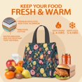 thumbnail image 5 of Pioneer Flower Floral Print Pattern Insulated Lunch Bag for Women & Adults,Large Portable Soft Cooler Lunch Bag,Thermal Food Storage Tote with Pearl Cotton,8.66L,8.75x5.75x9.5 Inch, 5 of 6