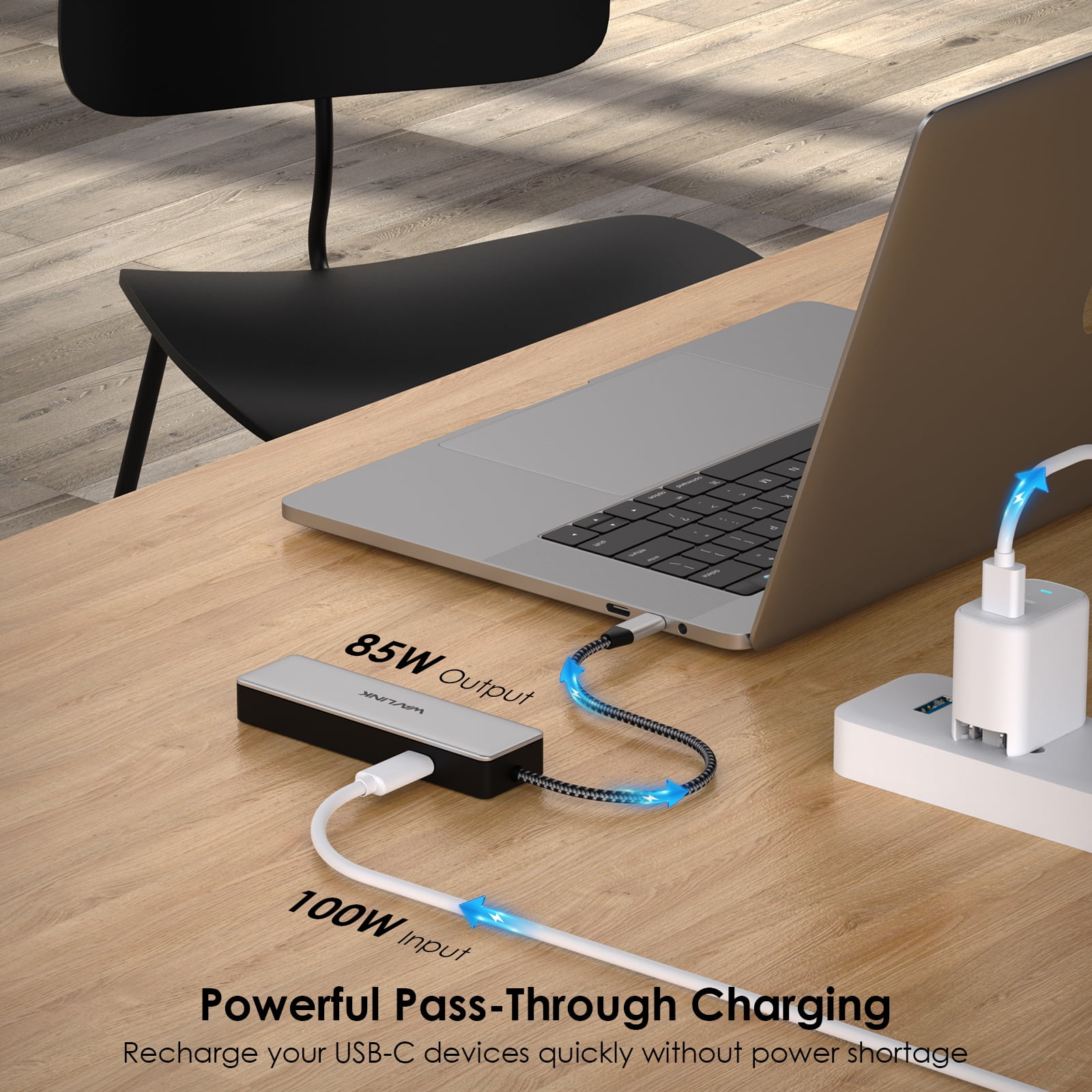 WAVLINK USB C Hub, Gigabit Ethernet USB Adapter| 4K@30Hz HDMI, 100W charging for Windows & Mac