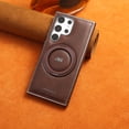 thumbnail image 2 of Designed for Samsung Galaxy S24 PU Leather Case, [Compatible with MagSafe] with 360° Adjustable Magnetic Stand, Shockproof Back Slim Protective Phone Case for Samsung Galaxy S24, Darkbrown, 2 of 9