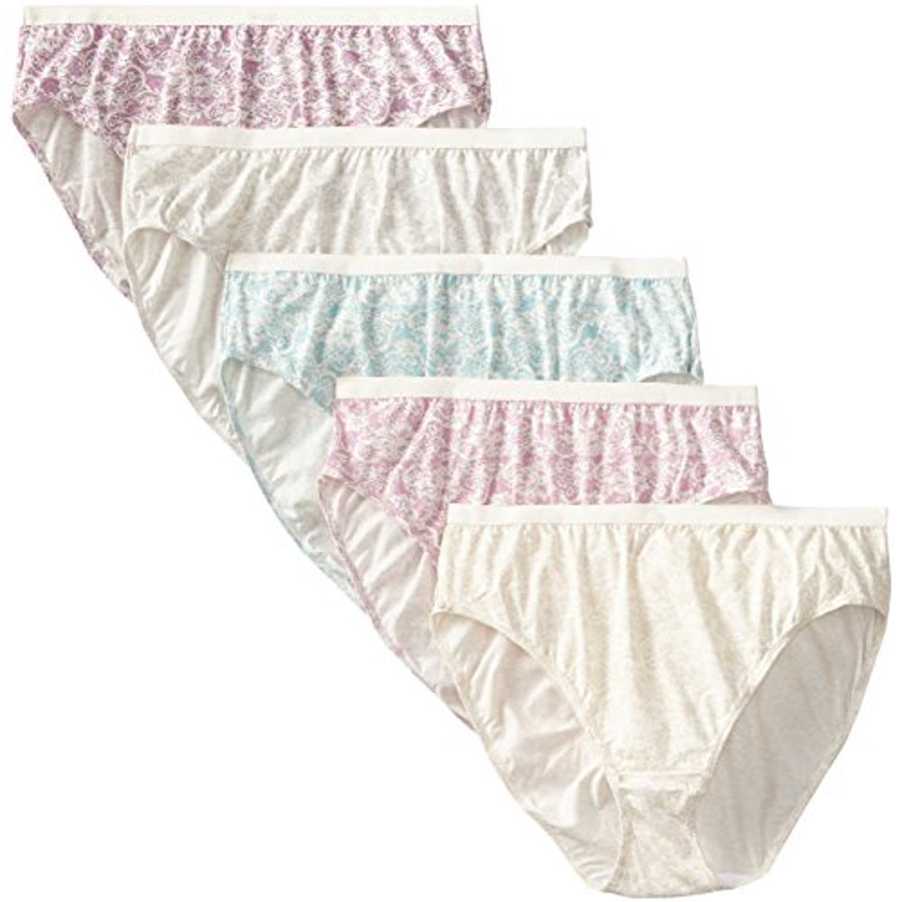 Just My Size Womens 5Pack Cotton Lace Effects HiCut Panty Walmart