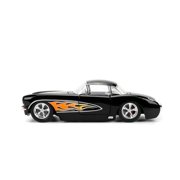 Jada Toys BIGTIME MUSCLE 1:24 1957 Chevy Corvette Die-cast Car – Opening Doors, Hood, Trunk, Rubber Tires(Glossy Black Flames)