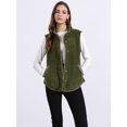 thumbnail image 3 of DARING DIVA Women's Fleece Button Down Jacket with Pockets Oversized Fuzzy Vests XS Army Green, 3 of 7