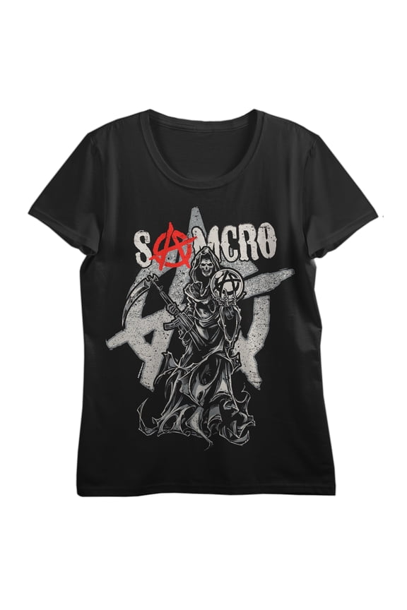 Sons Of Anarchy Composed Art Crew Neck Short Sleeve Women's Black T-shirt