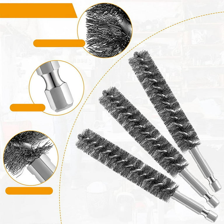 3 Long x 7/8 Diam Stainless Steel Long Handle Wire Tube Brush