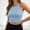 Blue, variant on Women’s Ribbed Knit Halter Crop Top, Sleeveless Crew Neck Camisole, Slim Fit Casual Summer Tank Top For Daily Wear Pink One Size