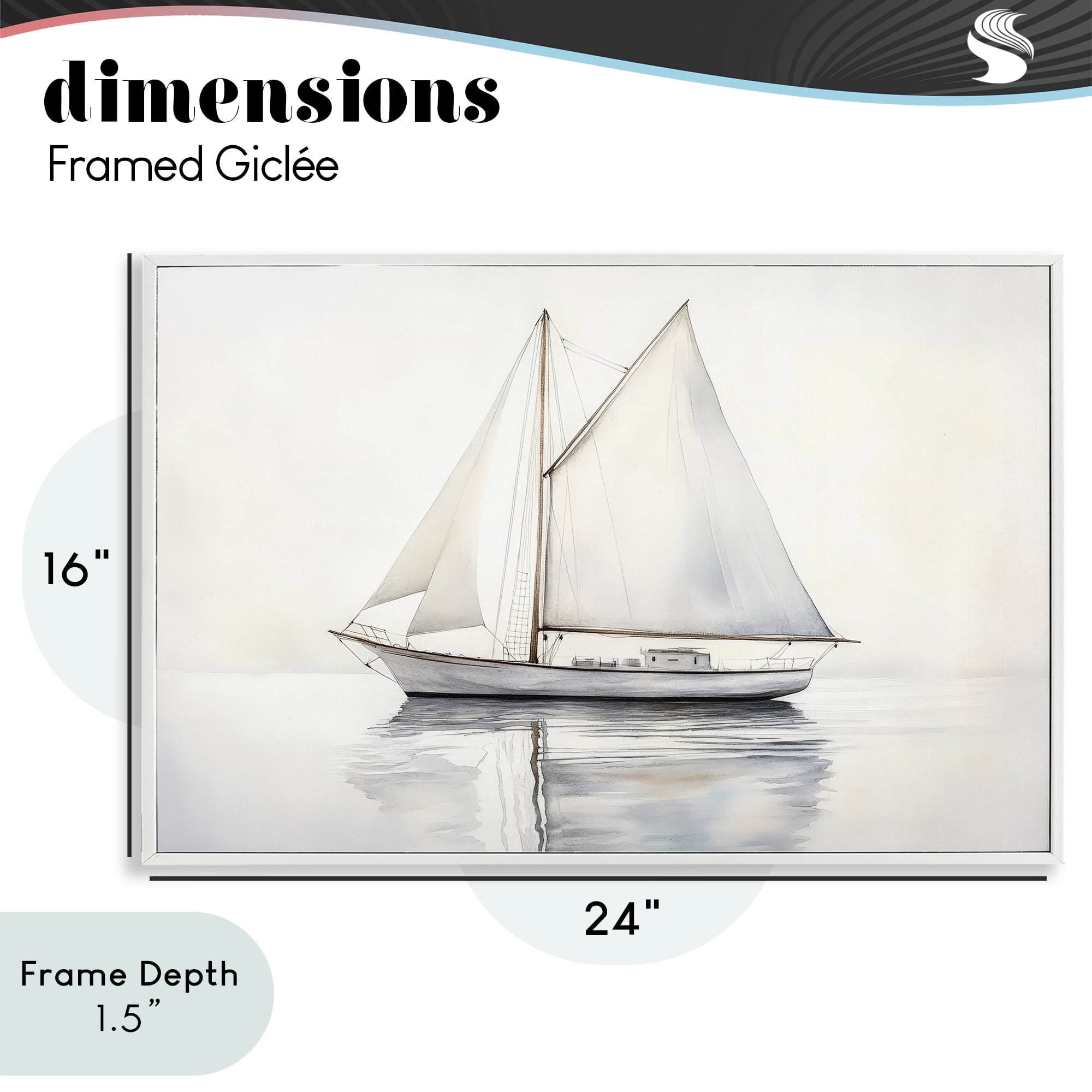 Stupell Industries Neutral Sailboat Reflection White Framed Giclee Art, design by Petal Prints Design