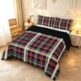 thumbnail image 2 of Manfei Classic Plaid King Size Comforter Sets,Vintage Check Comforters King Size,Green Red Black,Black Reversible,3pcs,1 Comforter and 2 Pillowcases,3pcs,1 Comforter and 2 Pillowcases, 2 of 7