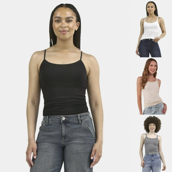 No Boundaries Ribbed Cami Top, 1 or 5-Pack, Women's
