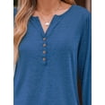 thumbnail image 5 of Cupshe Women's Slub Knit Scalloped Hem Long Sleeve Blue Henley Tee, 5 of 5