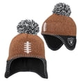 thumbnail image 3 of Infant Brown Las Vegas Raiders Football Head Knit Hat with Pom, 3 of 3