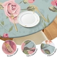 thumbnail image 2 of Fresh Floral Print Round Tablecloth with Elastic Edge, Durable Polyester Cover for Kitchen, Patio, or Dining Room, Fits 44-52 Inch Table, 2 of 3