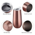 thumbnail image 2 of Stainless Insulated Wine Tumbler with Lid -Portable Egg Shape Cup Fashion Gift Cup-6 Oz ,Rose Gold (8 Pack), 2 of 4