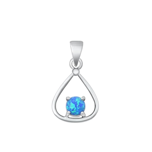 Sterling Silver Blue Simulated Opal Pendant Charm 925 New Jewelry Female Unisex