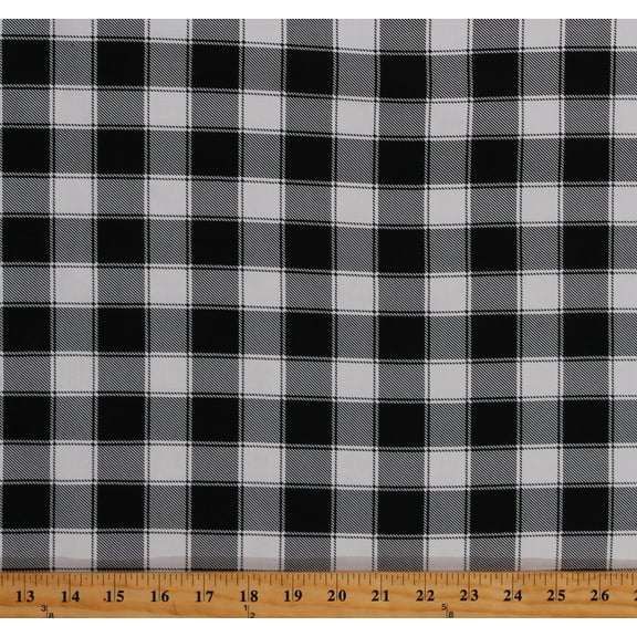 Cotton Buffalo Check Black & White Plaid Squares Gnome for the Holidays Coordinate Cotton Fabric Print by the Yard (HOLIDAY-C5784-NATURAL)