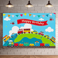 thumbnail image 5 of Colorful Vehicle Themed Backdrop Banner for Kids Happy Birthday Party Decoration Photography Props Background Party Supplies Decors, 5 of 7