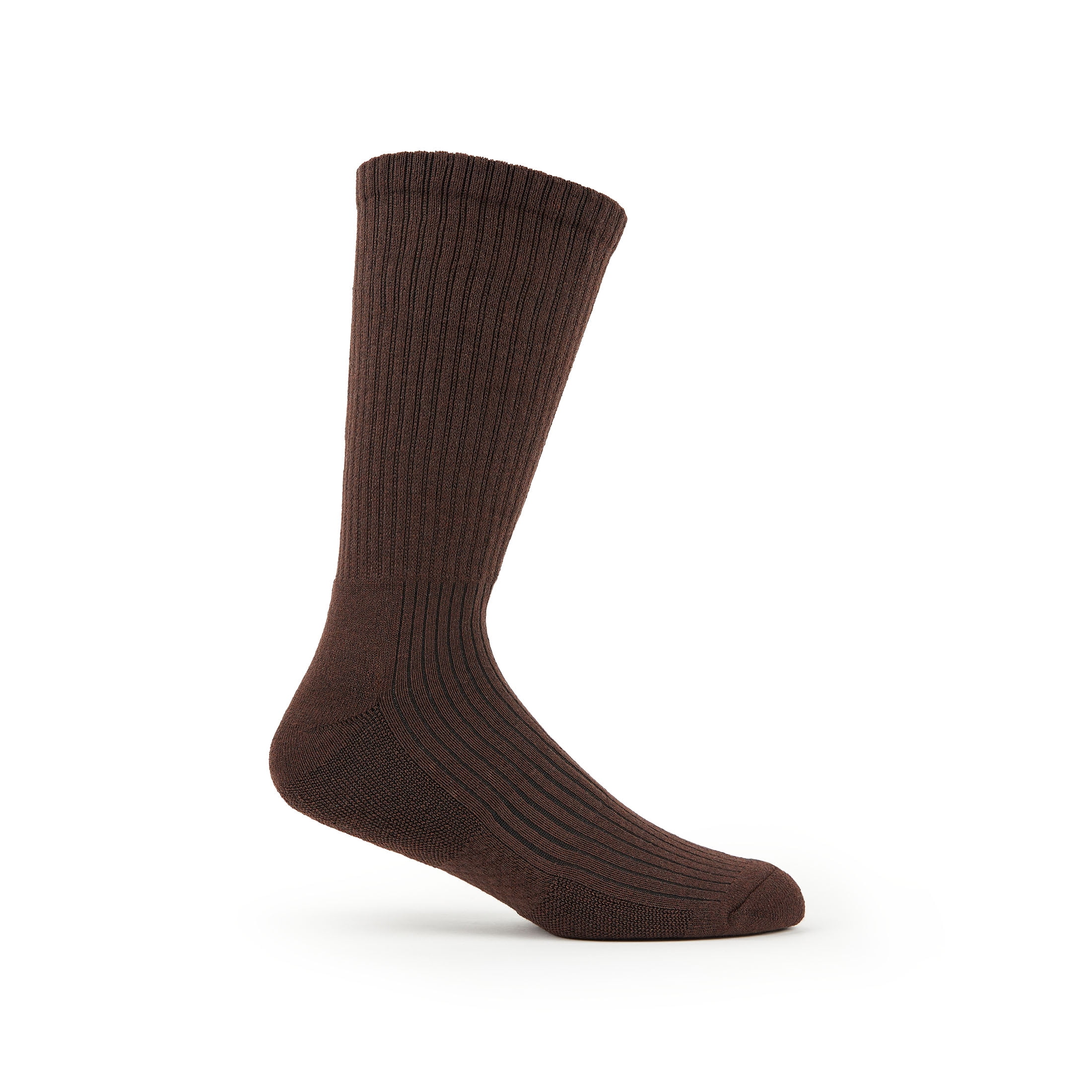 Fruit of the Loom Men's All Day Comfort Casual Crew Socks, Sizes 12-15, Brown (6-Pack)