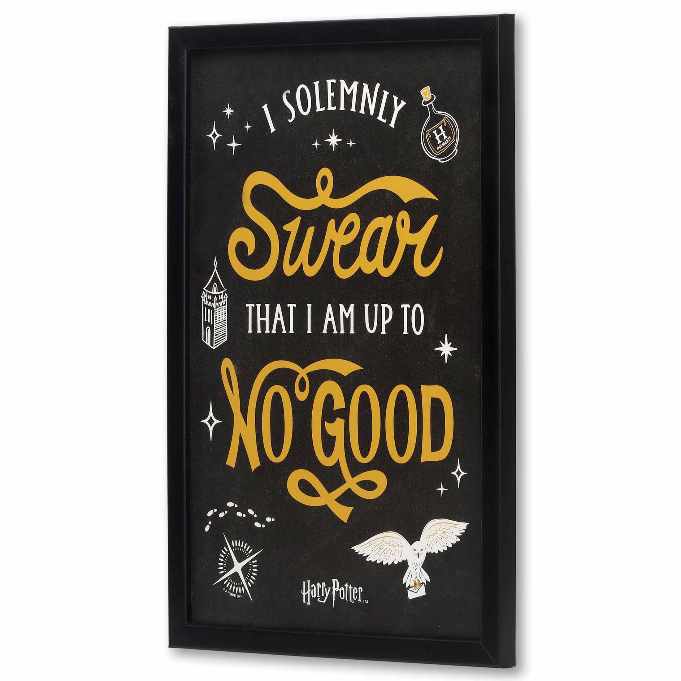 Harry Potter Up to No Good Signature Symbols Framed Wood Wall Decor for Man Cave, Movie Room, or Game Room
