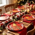 thumbnail image 5 of Christmas Disposable Paper Plates, Red Plaid Christmas Tree Santa Printed Heavy Duty Paper Dinner Plates, Food Safe Disposable Tableware for Christmas Holiday Family Dinner Party Supplies(20pc), 5 of 6
