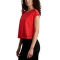thumbnail image 3 of Reebok Women's Dynamic Branded Piping Cropped Short Sleeve Tee, 3 of 4