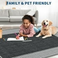 thumbnail image 5 of Memoryfield Modern Bordered 9' x 12' Area Rug, Washable Soft Non Slip Low Pile Stain Resistant Carpet Rugs, for Living Room Dining Room, Black, 5 of 6