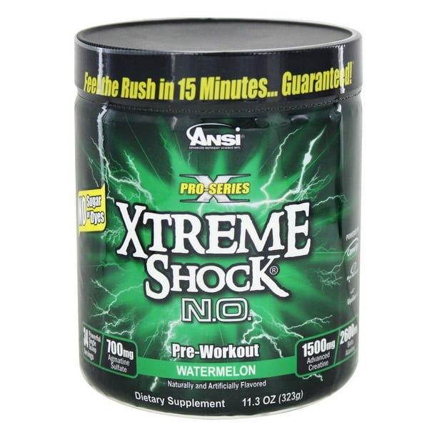 Ansi Advanced Nutrient Science Xtreme Shock N O Pro Series Pre Workout Powder Watermelon 34 Servings Walmart Com
