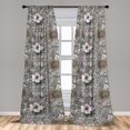 thumbnail image 2 of Floral Window Curtains, Retro Tropical Hawaiian Hibiscus Sunflower Jumble Floral Back, Lightweight Decor 2-Panel Set with Rod Pocket, Pair of - 28"x95", Dimgray Slate Brown and Pearl, by Ambesonne, 2 of 3