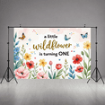 thumbnail image 5 of Watercolor Floral Butterflies Backdrop Banner for Little Wildflower First Birthday Party Photography Props Decorations Party Supplies Background, 5 of 7