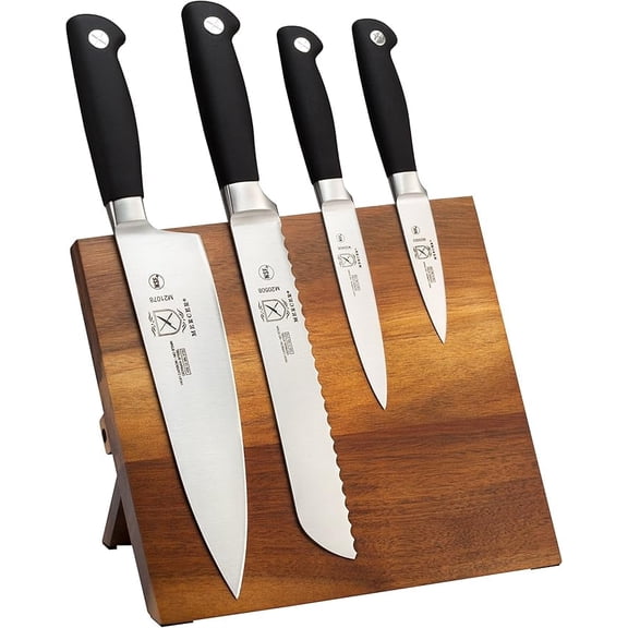 Mercer Culinary Genesis 5-Piece Magnetic Board and Knife Set, Acacia