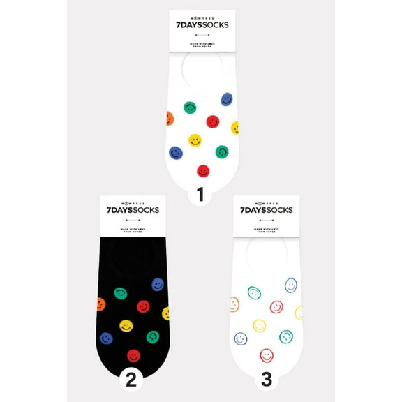 Women's No Show Popping Smile Socks - 3 Pair Set