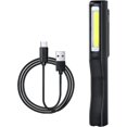 thumbnail image 1 of Luz de trabajo LED recargable de 200 lúmenes COB, lámpara de mecánico, linterna ultrapotente, lámpara de inspección para coche, garaje, taller, bricolaje, camping, con cable USB y clip (negro), 1 of 5