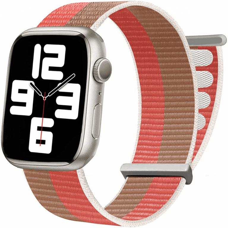 Khaki & Red Apple Watch Band | Southern Straps for Apple Watch 49mm - 42mm / Silver