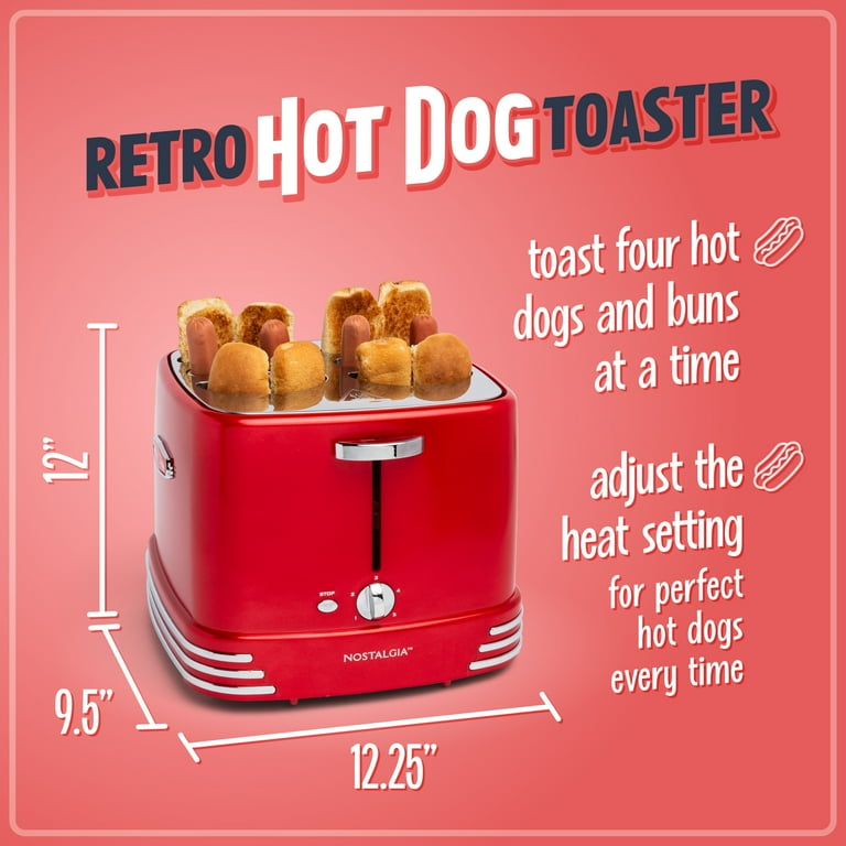 Nostalgia 4 Link and 4 Bun Capacity Retro Pop-Up Hot Dog
