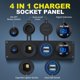 thumbnail image 2 of Panel USB 4 en 1 de 12 V + Voltímetro LED y de Corriente para Cargador USB Doble, de Corriente para Encendedor de Cigarrillos y Panel de Interruptores de Palanca Azul, 2 of 5