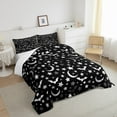 thumbnail image 4 of Halloween Bats Bedding Twin Festival Theme Comforter Set, Grunge Moon Print Bedding Comforter Sets Psychedelic Stars Duvet Insert, Black and White Down Comforter Bedroom Halloween Decorations, 4 of 5