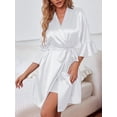 thumbnail image 5 of KISSGAL Sleeveless Nightgowns with Robes Set Satin Silk Bridal Party 3/4 Sleeves Bathrobes with Pocekts, 5 of 7
