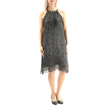 ALFANI Womens Black Sleeveless Jewel Neck Knee Length Cocktail Dress Petites  Size:
