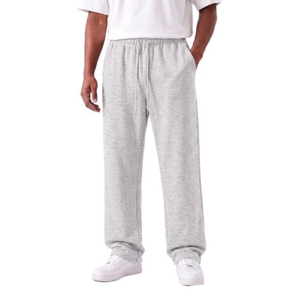 GIRUNS Mens Baggy Sweatpants Wide Leg Lounge Pants Soft Stretch Sweat Pants with Pockets Gray L
