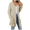 thumbnail image 2 of Cardigan Sweaters for Women Long Sleeve Open Front Ribbed Knitted Sweater Coat with Pockets Womens Cardigan Sweaters, 2 of 8