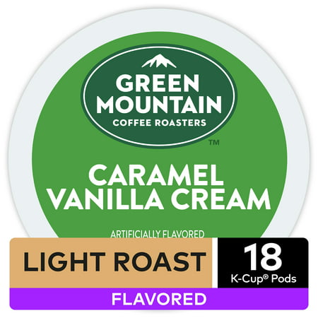 Green Mountain Coffee Caramel Vanilla Cream, Flavored Keurig K-Cup Pod, Light Roast, 18