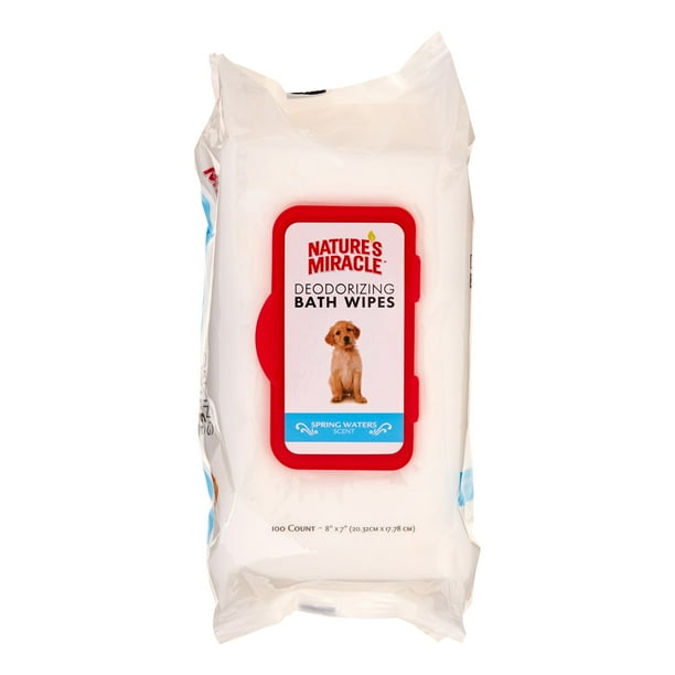 Natures Miracle Deodorizing Bath Wipes For Dogs, Spring Waters Scent
