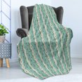 thumbnail image 4 of Turquoise Soft Flannel Fleece Throw Blanket, Traditional Polka Dots Vertical Lines Abstract Hand Drawn, Cozy Plush for Indoor and Outdoor Use, 60" x 80", Turquoise Brown Cream, by Ambesonne, 4 of 5