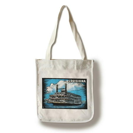 Paddle Wheeler - Louisiana - Paddle Wheeler Scratchboard - Lantern Press Poster (100% Cotton Tote Bag - Reusable)